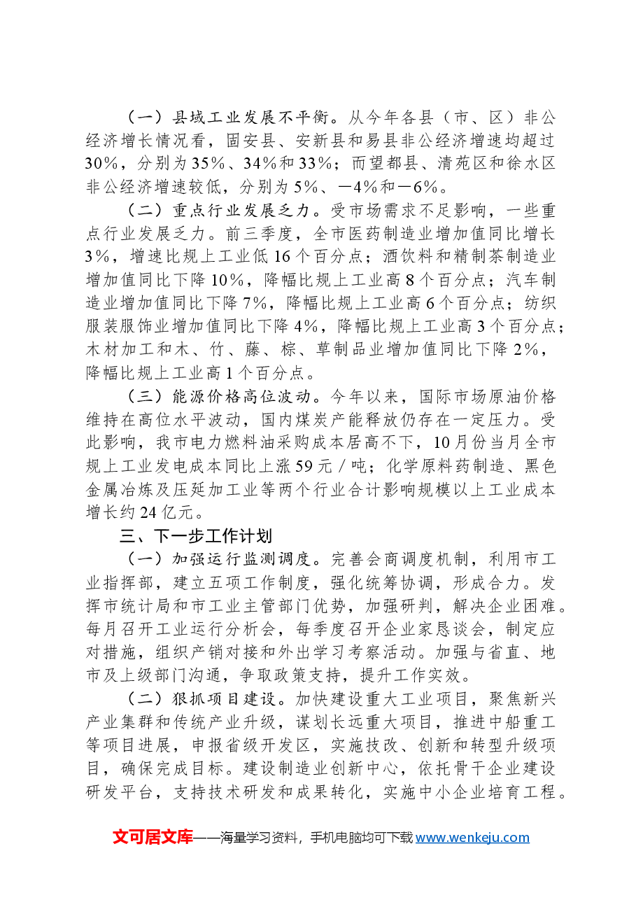 2024年全市工业经济运行情况分析会议发言稿.docx,第3页预览