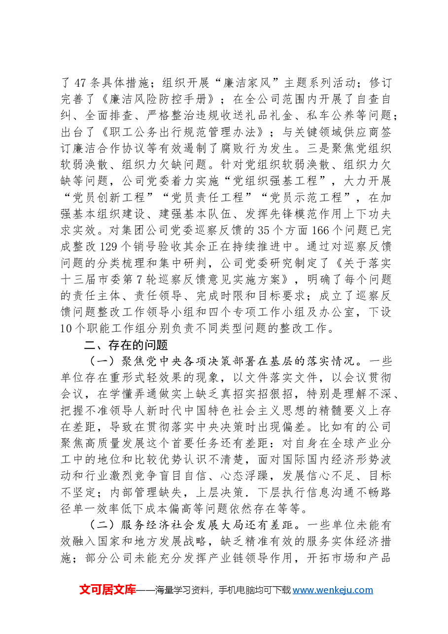 国有企业2024年巡察整改工作总结.docx,第3页预览