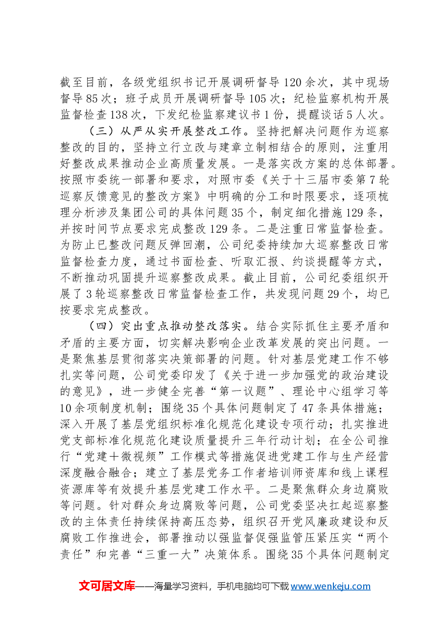 国有企业2024年巡察整改工作总结.docx,第2页预览