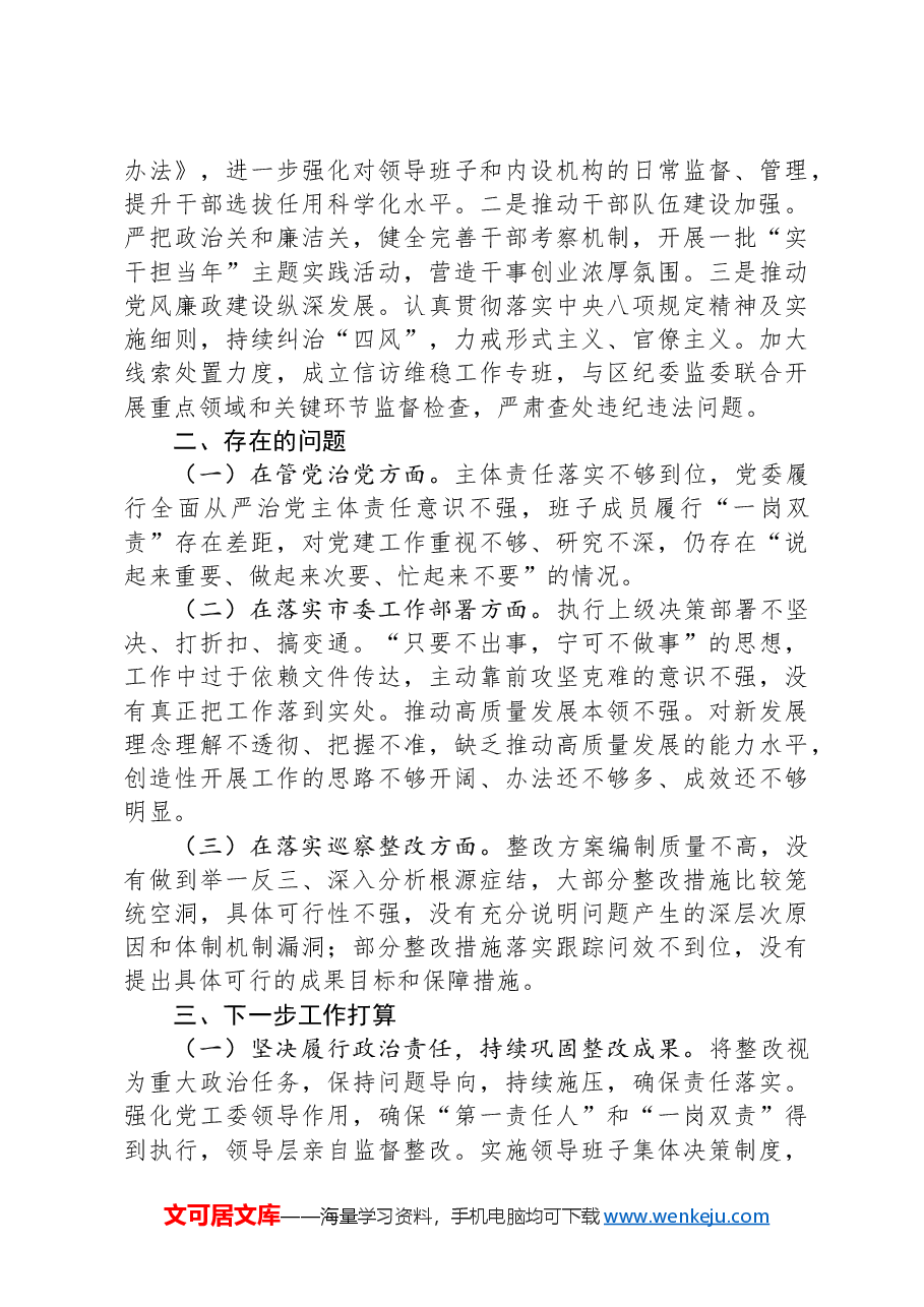 市工业园区2024年巡察整改工作总结.docx,第2页预览