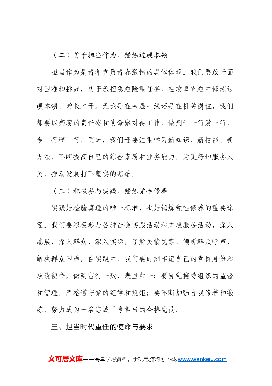 党课:点燃青春激情 担当时代重任.docx,第3页预览
