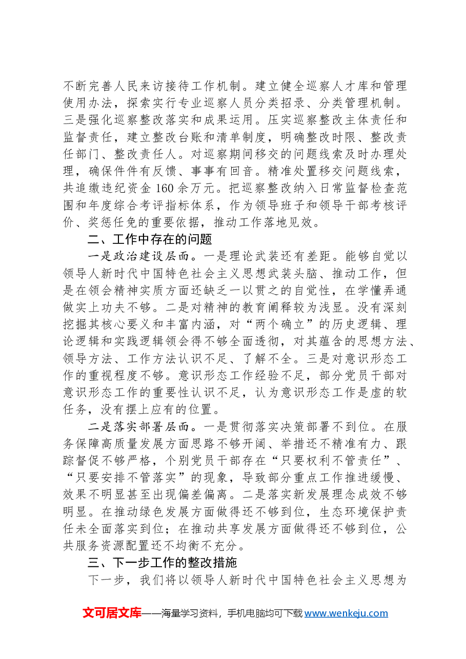 市委社会工作部2024年巡察整改工作总结.docx,第3页预览