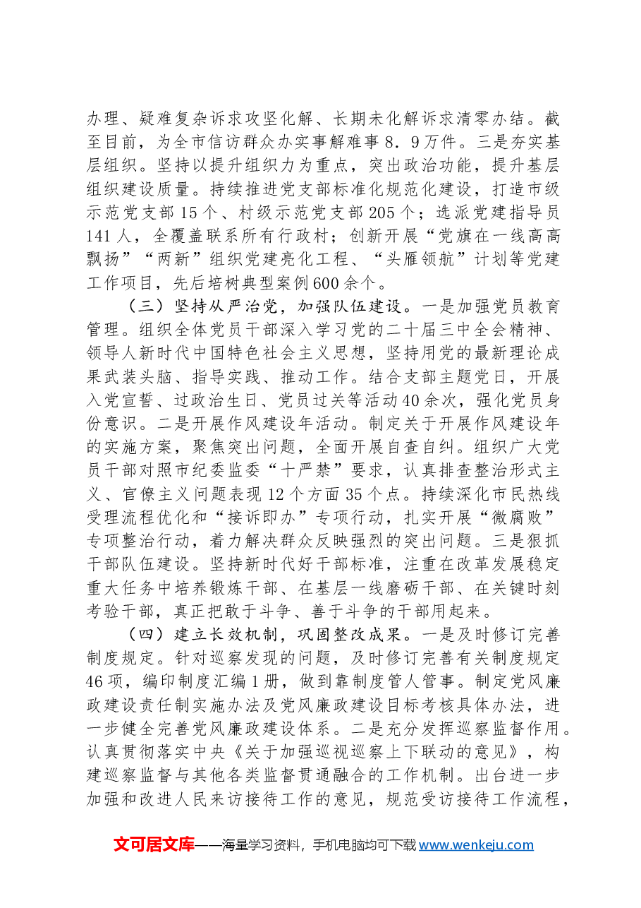 市委社会工作部2024年巡察整改工作总结.docx,第2页预览