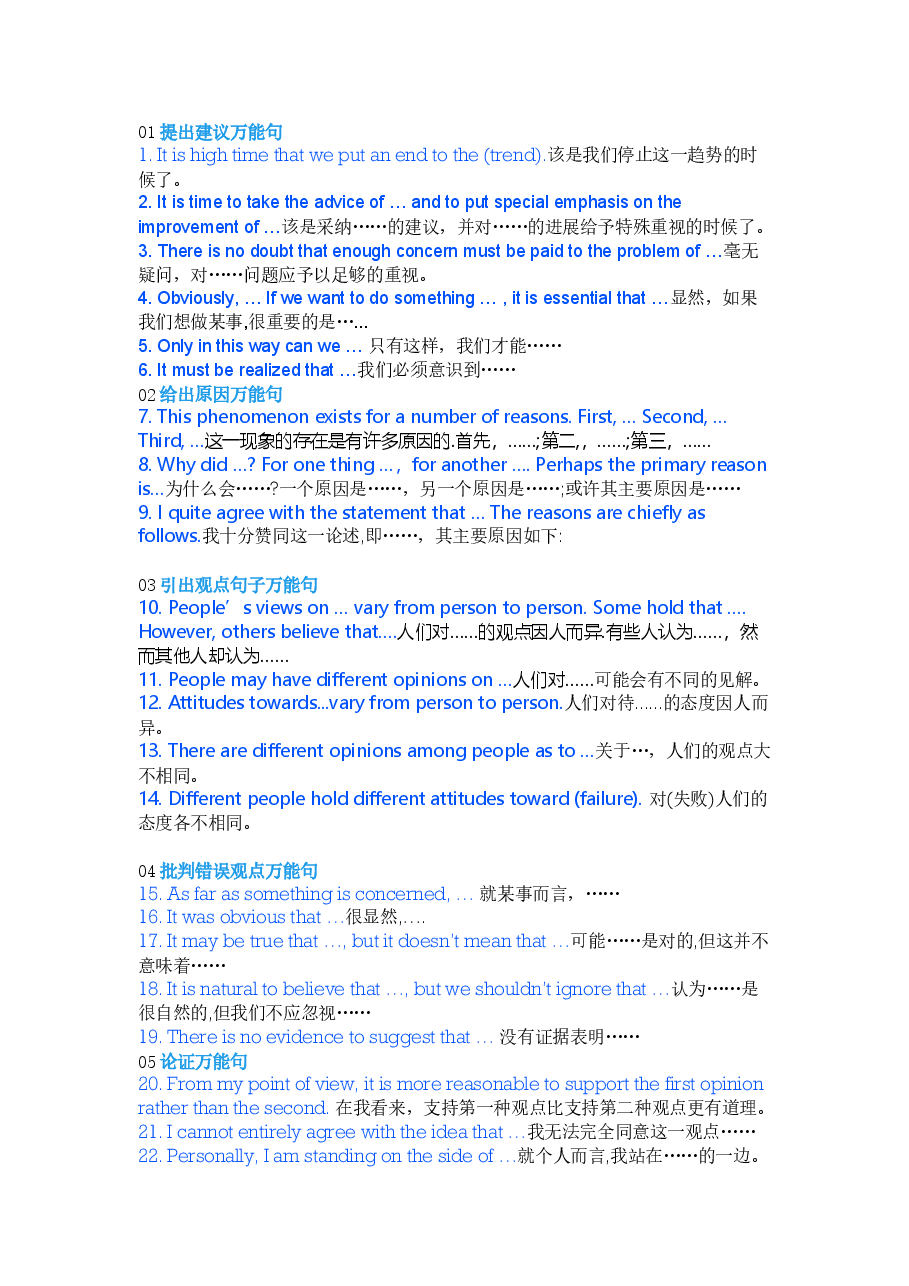 高中英语写作万能句型60例分类汇总.docx,第1页预览