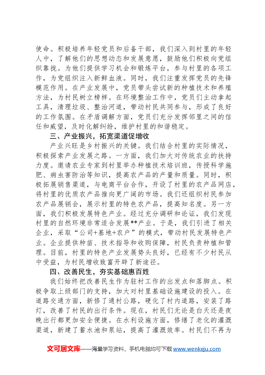 2024年驻村工作队交流发言.docx,第2页预览