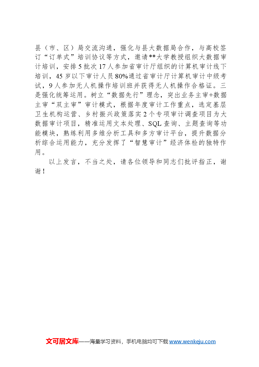 在2024年全市“智慧审计”建设座谈会上的交流发言.docx,第3页预览