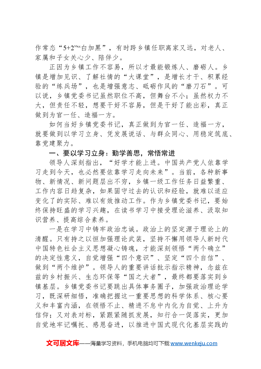 在2024年全市抓党建促乡村振兴主题乡镇党委书记培训班上的研讨发言.docx,第2页预览