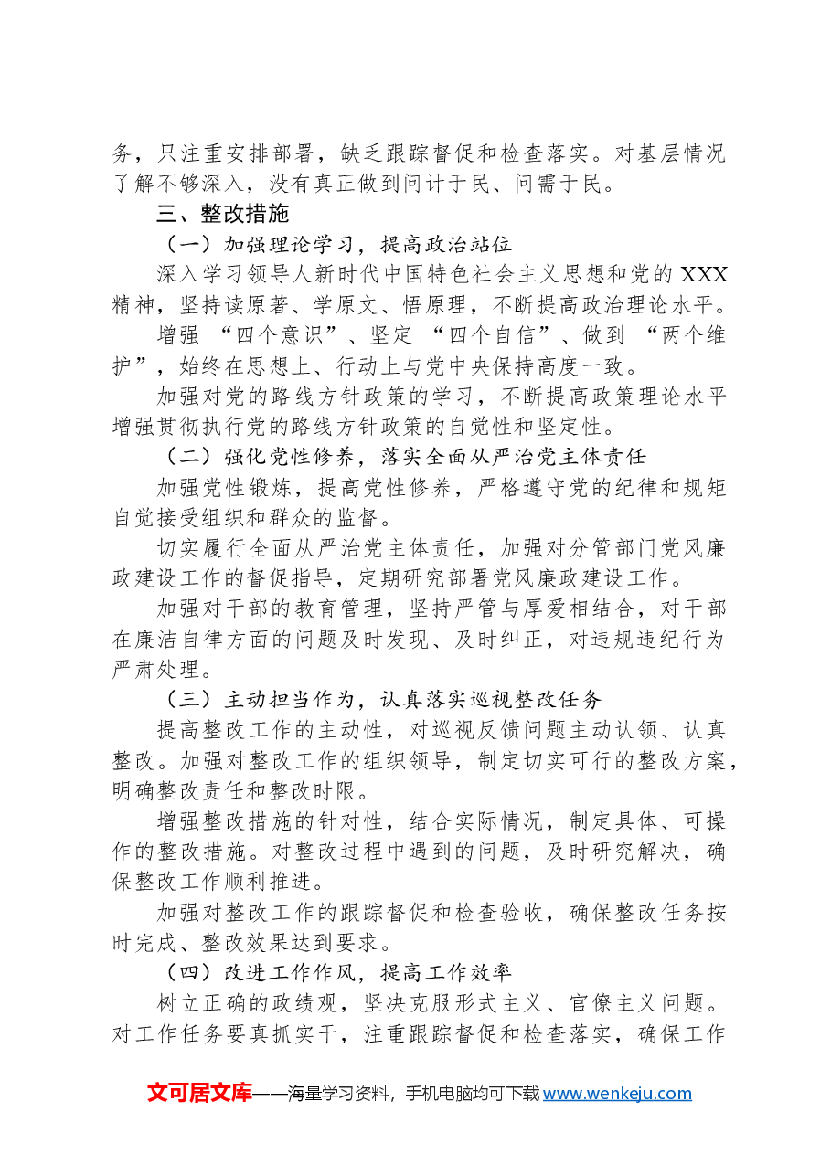 副市长巡视整改专题民主生活会个人发言提纲.docx,第3页预览