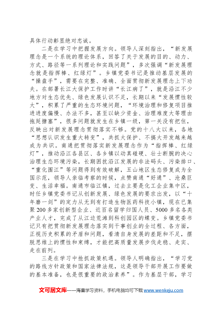 在2024年全市抓党建促乡村振兴主题乡镇党委书记培训班上的研讨发言.docx,第3页预览