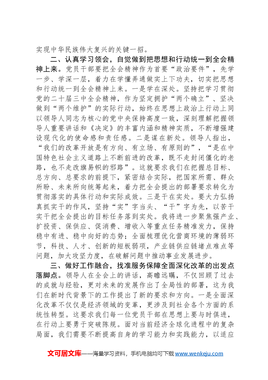 党的二十届三中全会精神研讨交流材料.docx,第2页预览