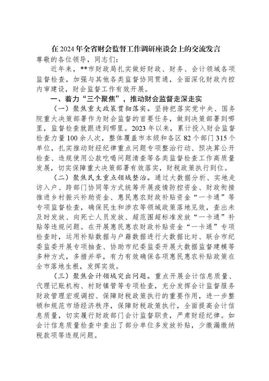 在2024年全省财会监督工作调研座谈会上的交流发言.docx,第1页预览