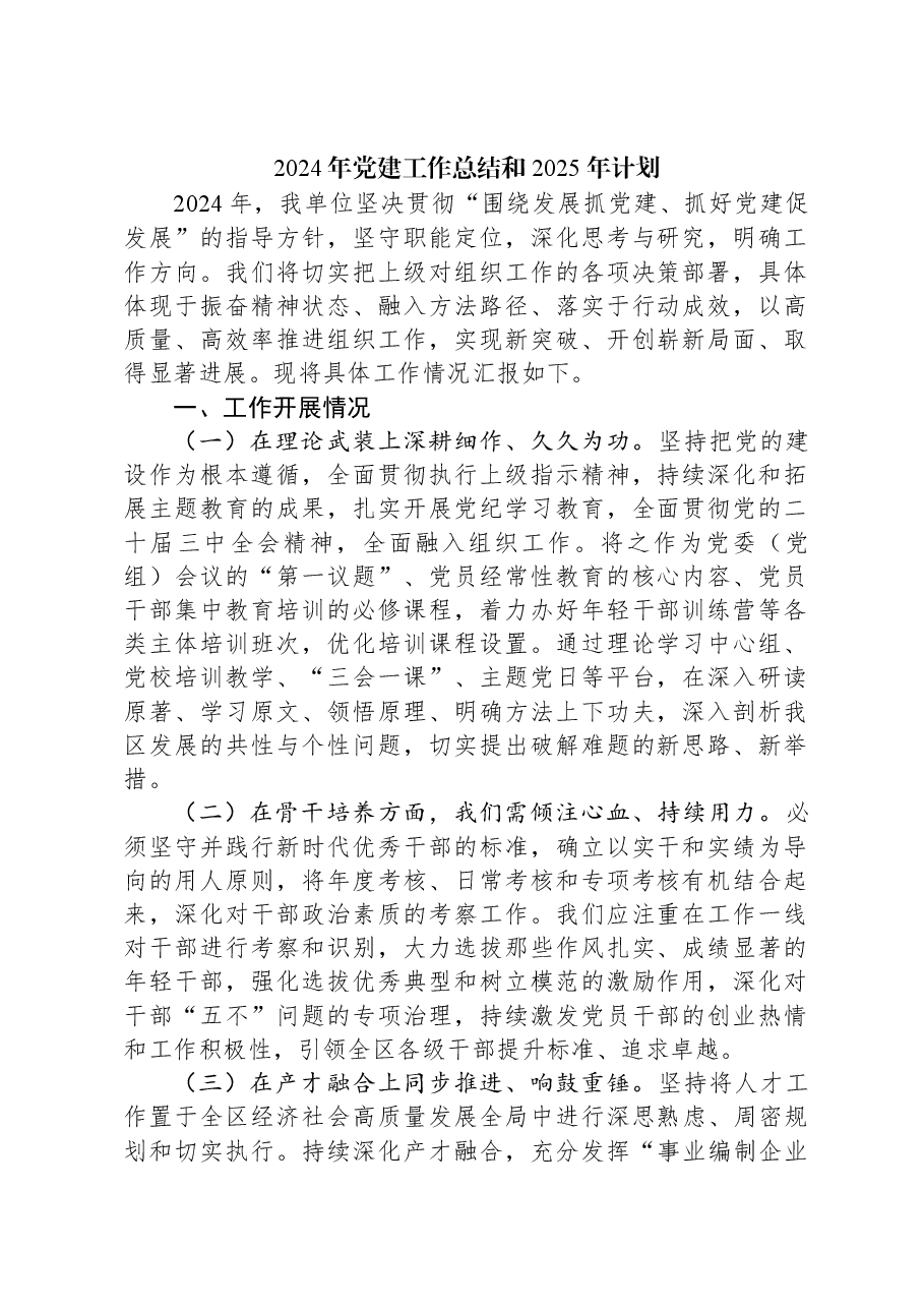 2024年党建工作总结和2025年计划.docx,第1页预览