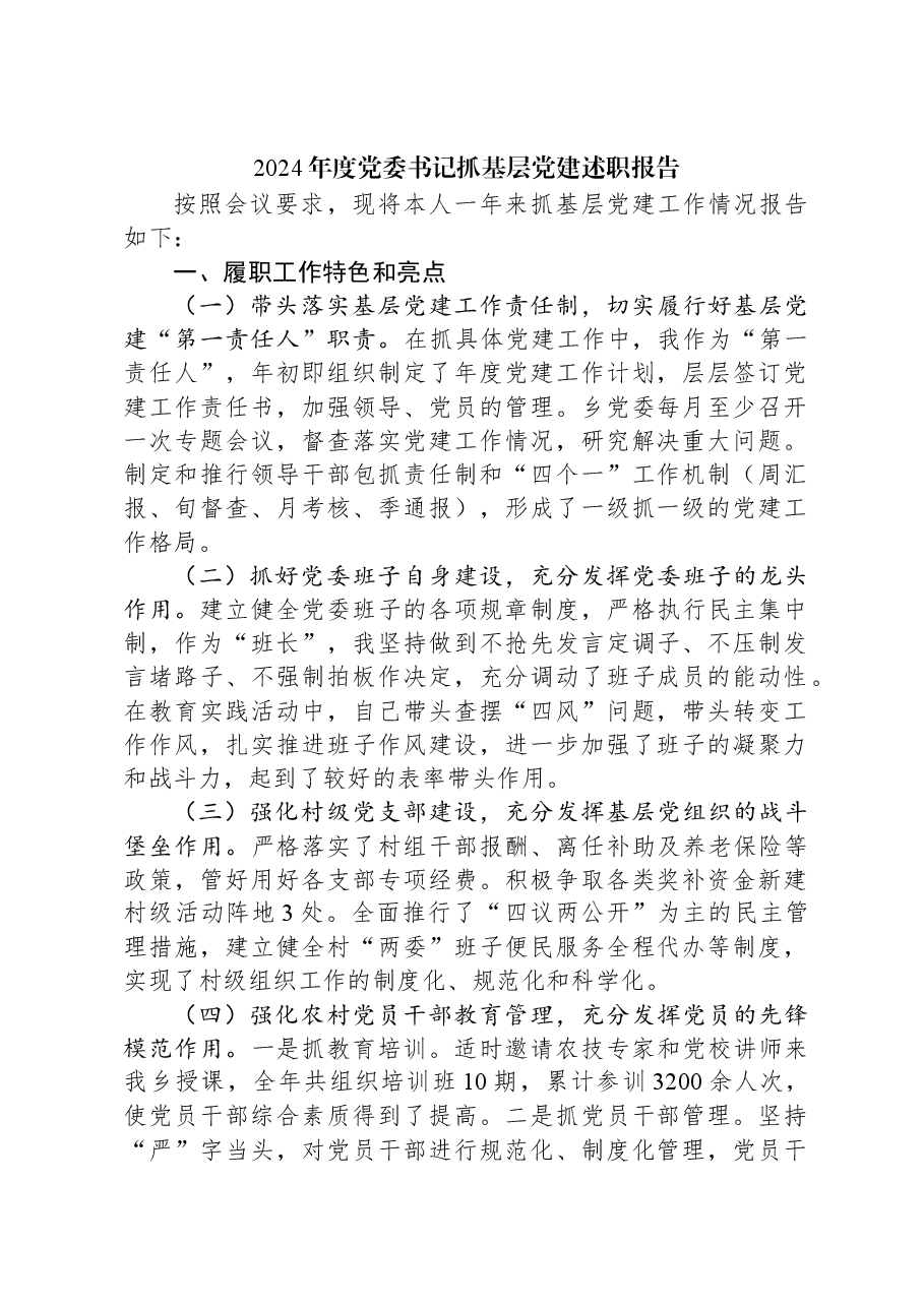 2024年度党委书记抓基层党建述职报告.docx,第1页预览