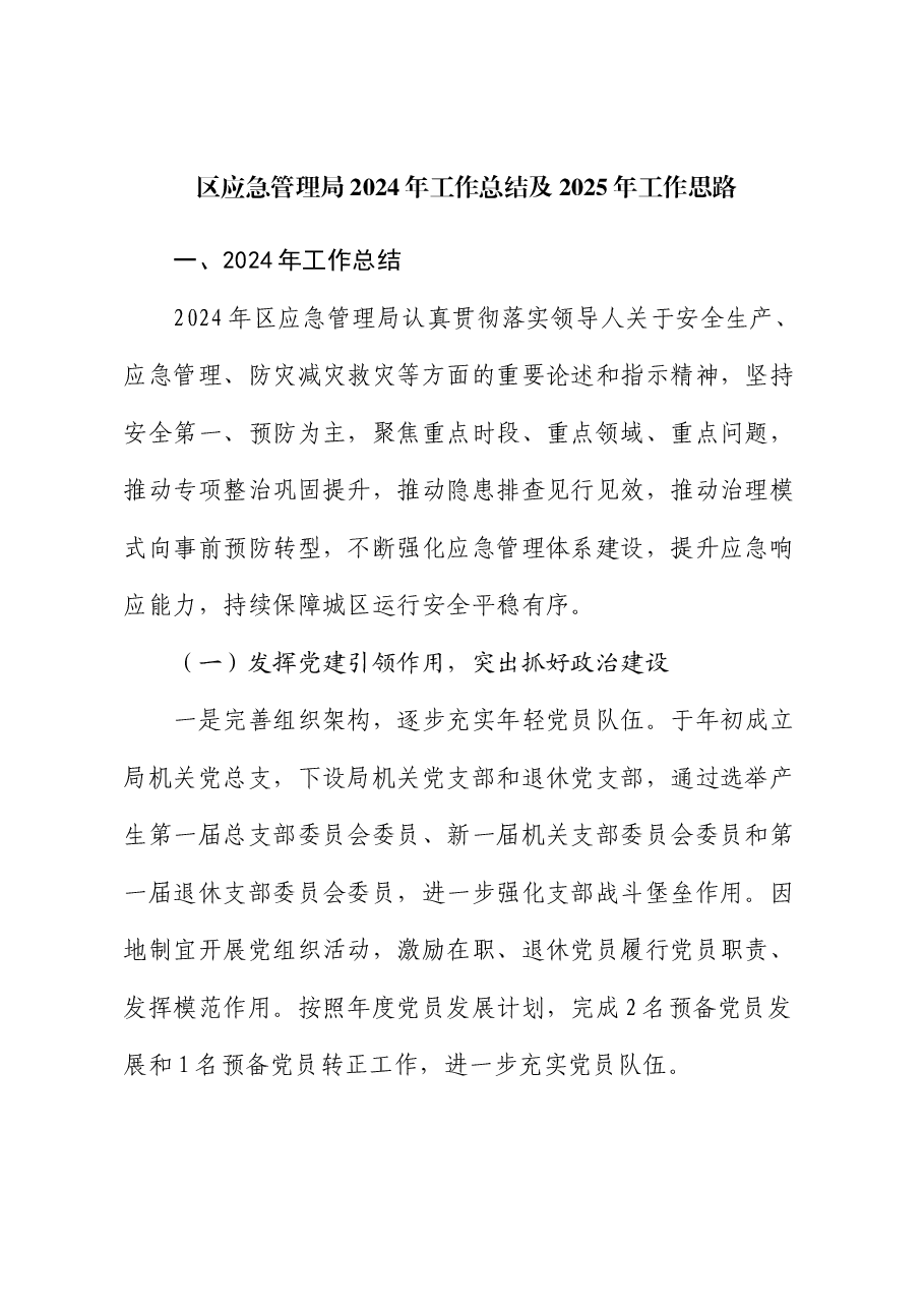 区应急管理局2024年工作总结及2025年工作思路.docx,第1页预览