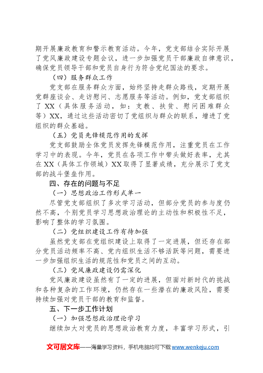 2024年XX党支部工作总结.docx，第2页预览