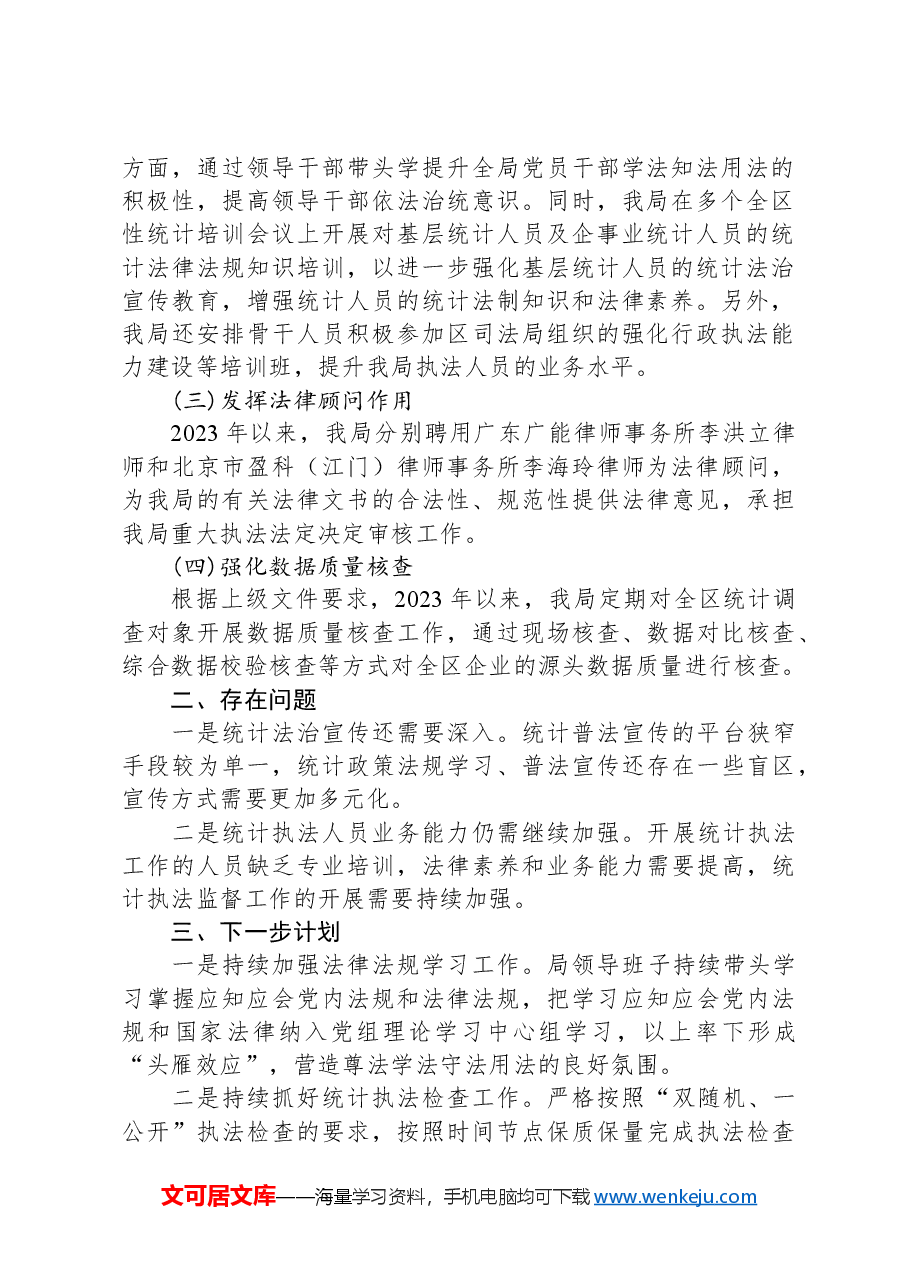 XX区统计局落实做好提升行政执法质量三年行动工作中期总结报告.docx,第2页预览
