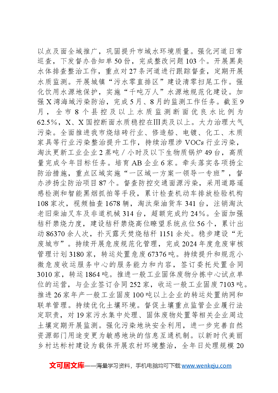 XX市生态环境局某分局2024年工作总结和2025年工作思路.docx，第2页预览