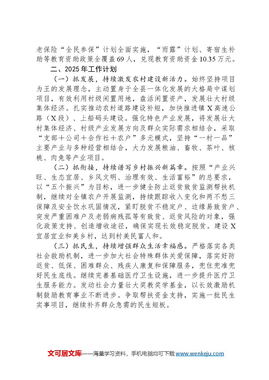 镇2024年工作总结暨2025年工作计划.docx,第3页预览