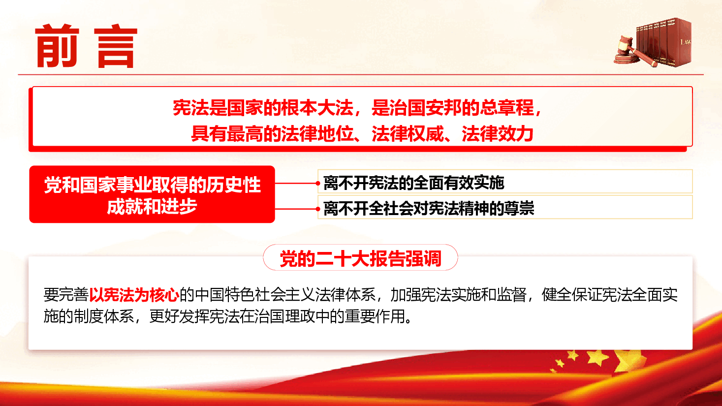 宪法宣传专题党课《大力弘扬宪法精神 推进全面依法治国》(PPT+讲稿).pptx,第2页预览