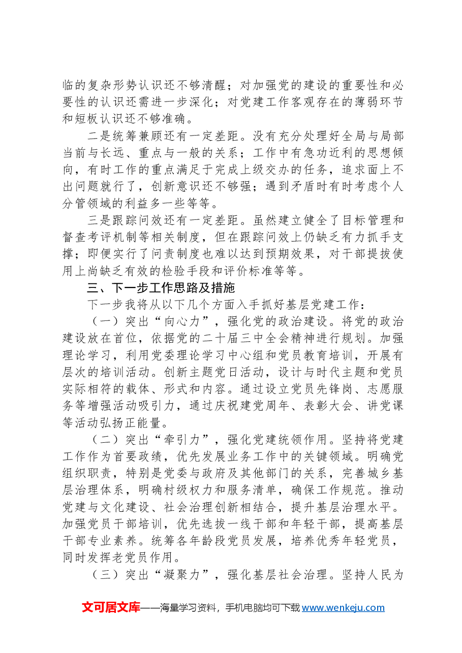 乡镇党委书记2024年抓基层党建工作述职报告.docx,第4页预览