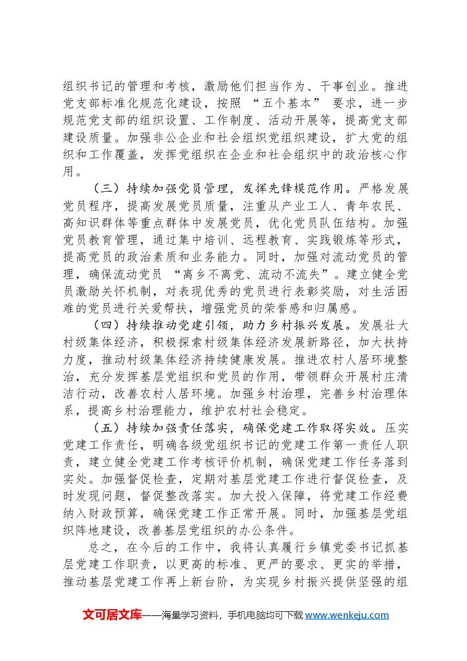 乡镇党委书记2024年度抓基层党建述职工作报告.docx,第4页预览