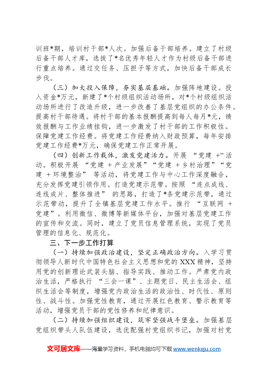 乡镇党委书记2024年度抓基层党建述职工作报告.docx,第3页预览