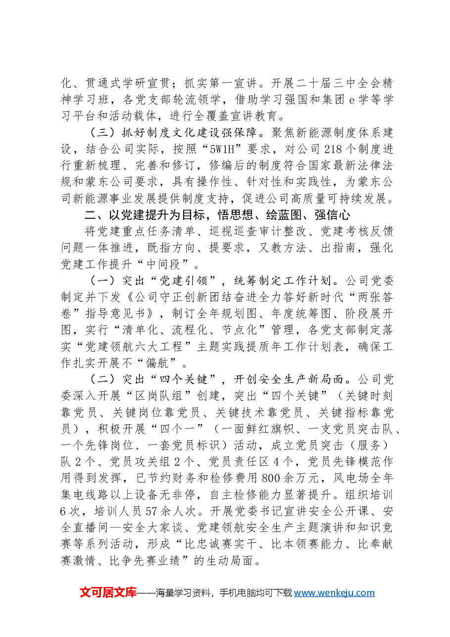 公司党委书记关于抓基层党建工作述职报告.docx,第2页预览