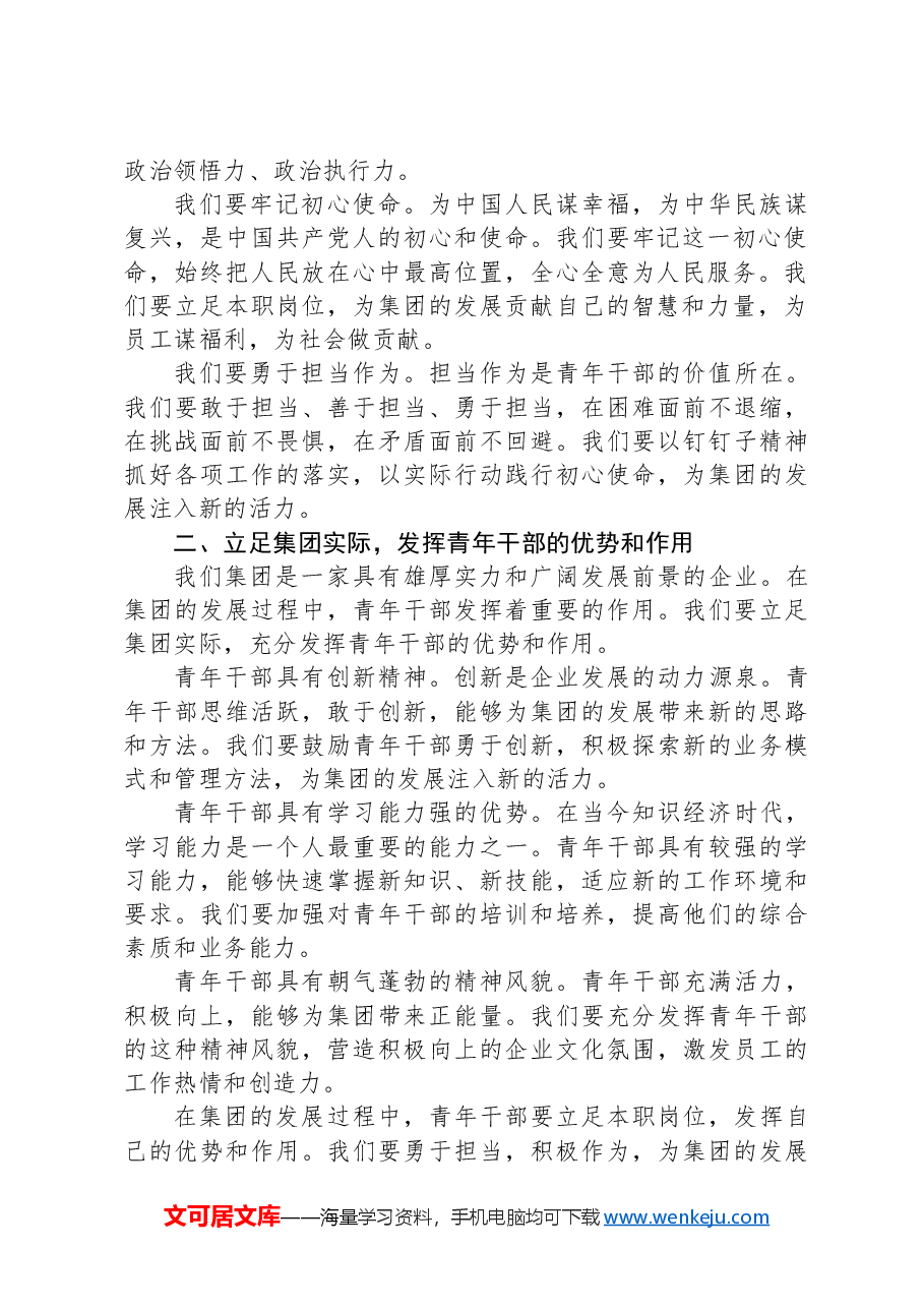 在集团青年干部座谈会上的讲话:青春奋进正当时,砥砺前行谱新篇.docx,第2页预览
