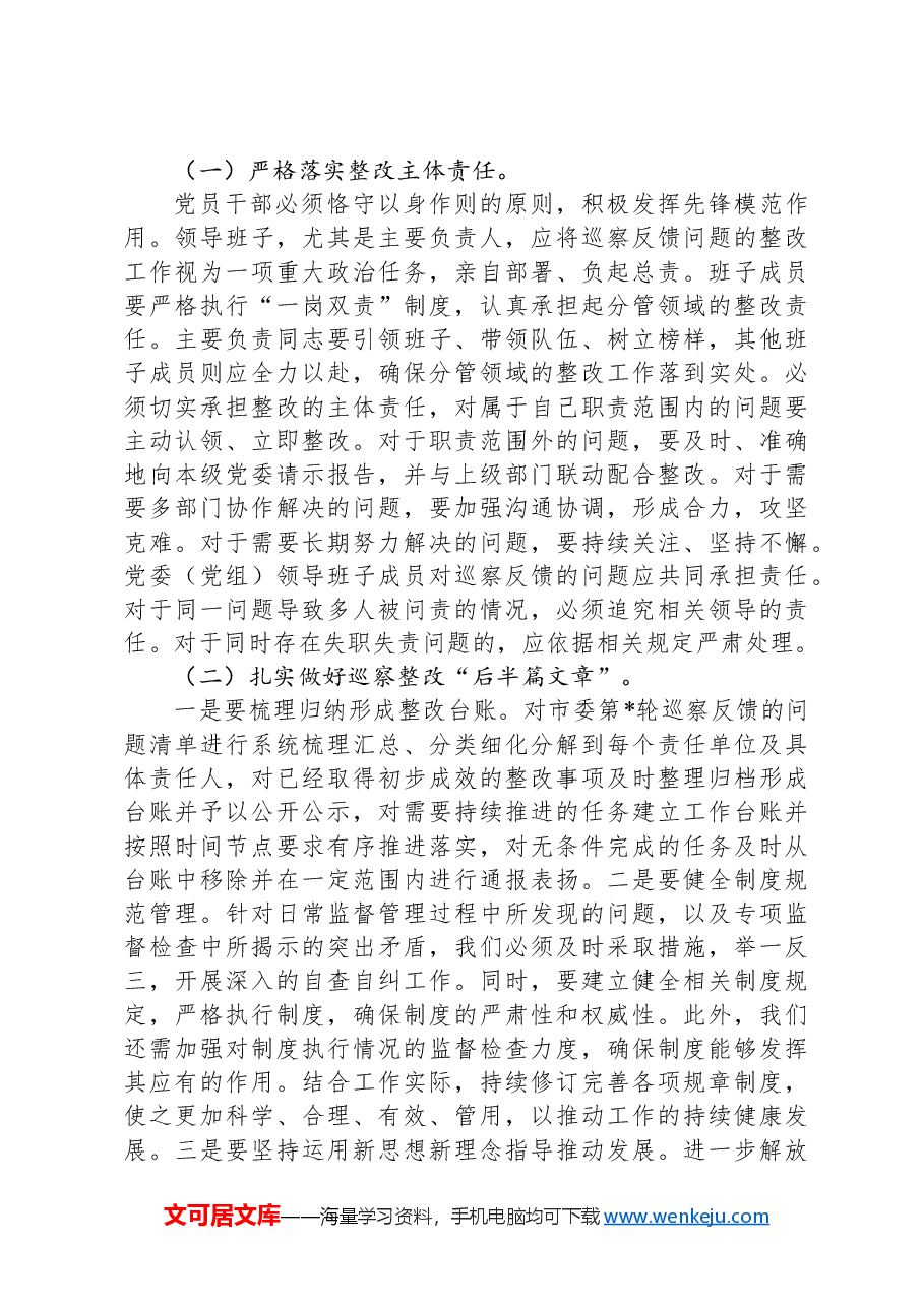 在2024年市委巡察反馈问题整改工作推进会上的讲话.docx,第3页预览