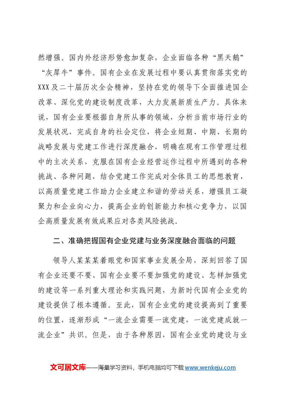 专题党课：国企党建与业务深度融合的实践路径.docx，第3页预览