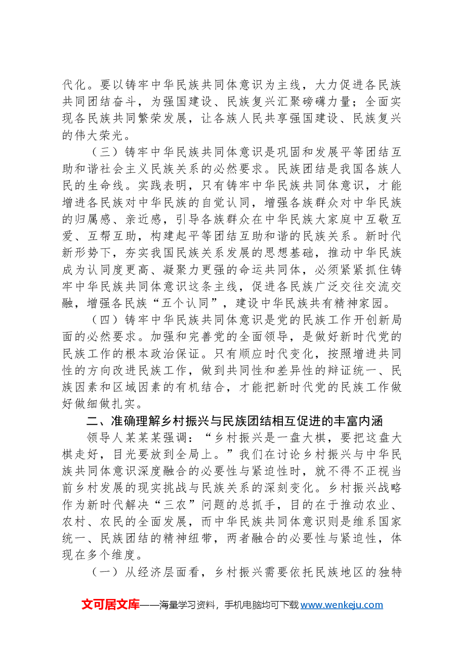 铸牢中华民族共同体意识,助力乡村振兴专题党课.docx,第2页预览