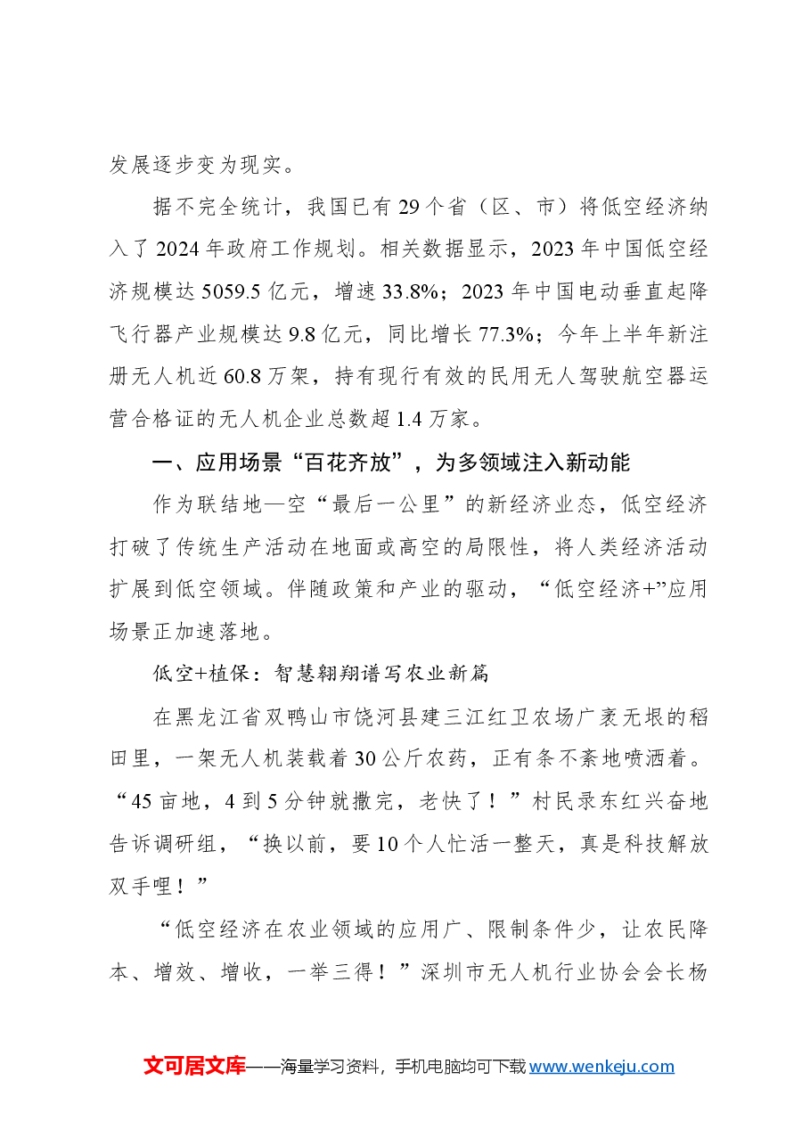 关于对低空经济发展状况观察与思考报告.docx,第2页预览