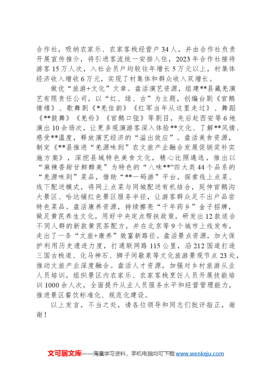 在2024年全市乡村旅游提升工程推进会上的汇报发言.docx，第3页预览