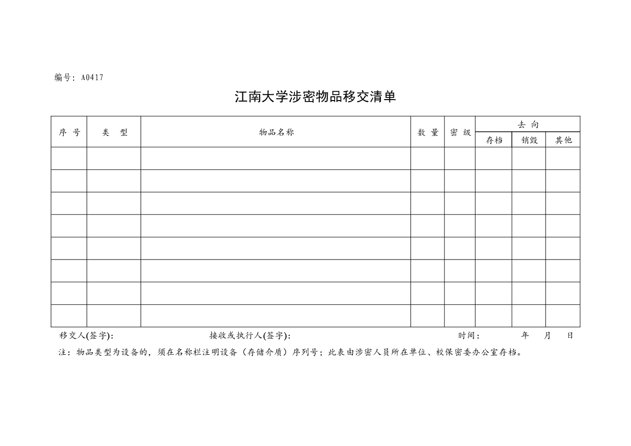 A0417涉密物品移交清单.docx,第1页预览