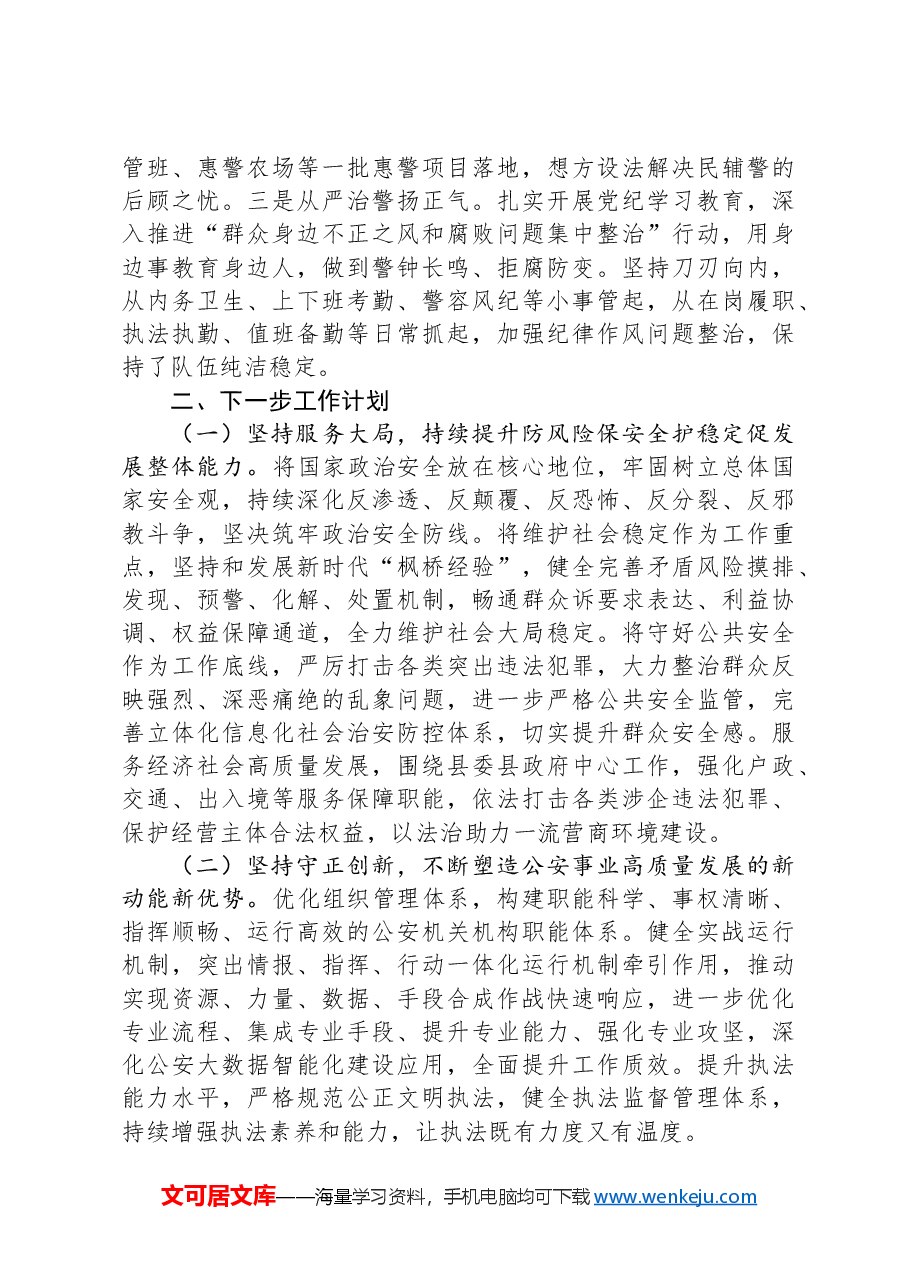 县公安局党委书记2024年述职述廉述党建工作报告.docx,第3页预览