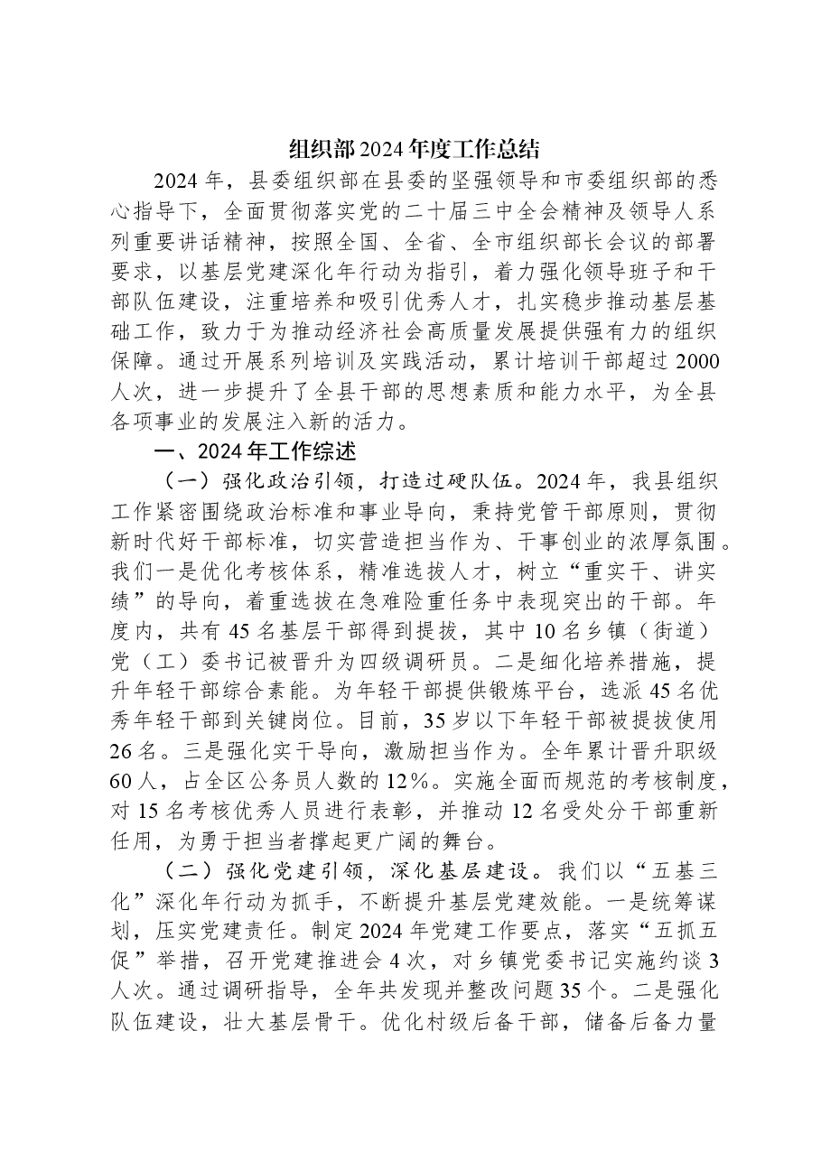 组织部2024年度工作总结.docx,第1页预览