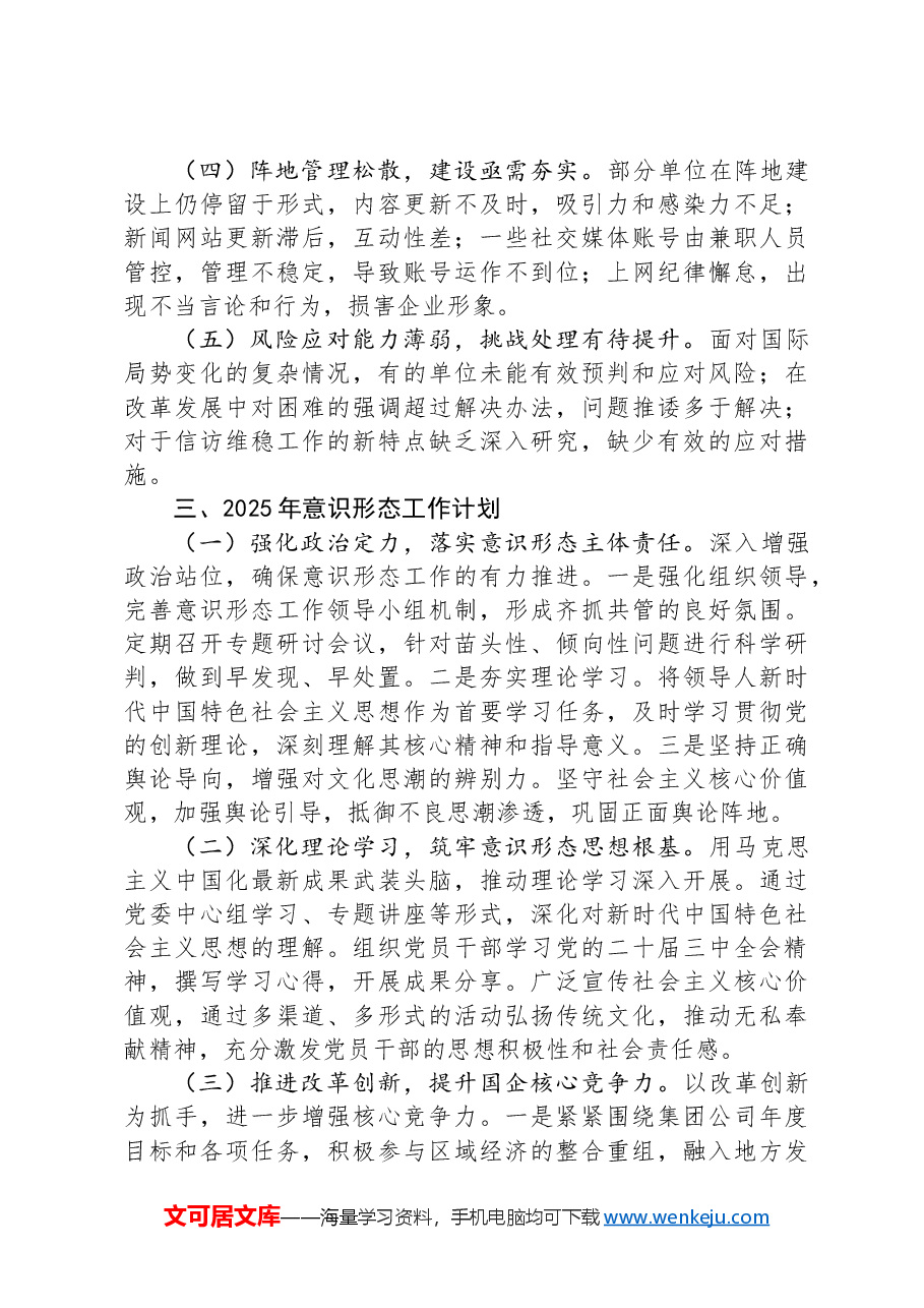 2024年意识形态工作情况总结及下一步工作计划.docx，第3页预览