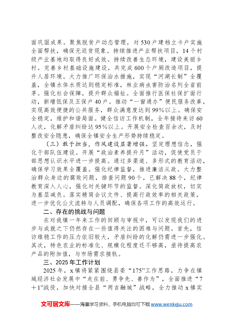 某镇2024年工作总结和2025年工作计划.docx,第2页预览