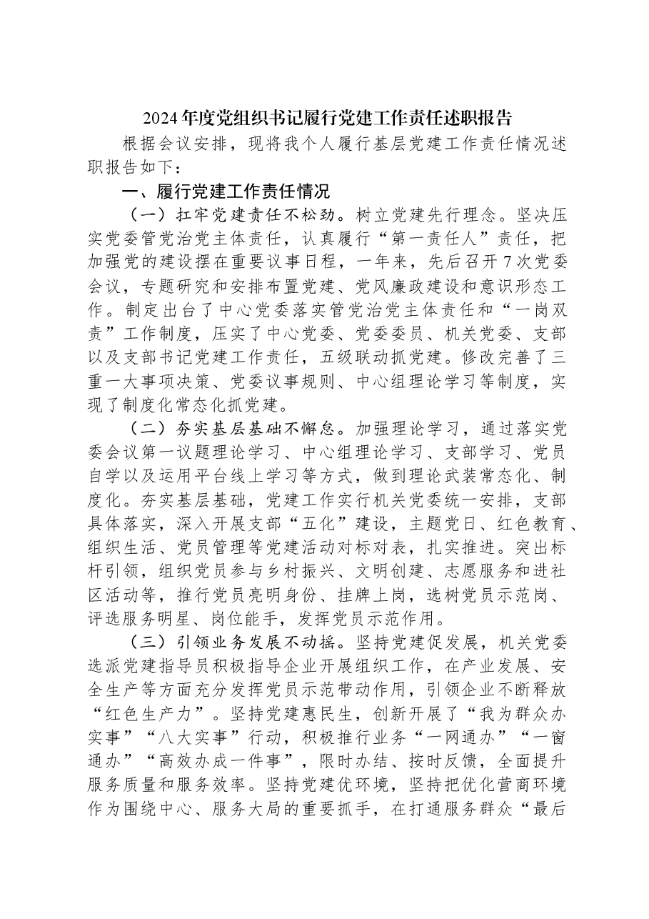2024年度党组织书记履行党建工作责任述职报告.docx，第1页预览