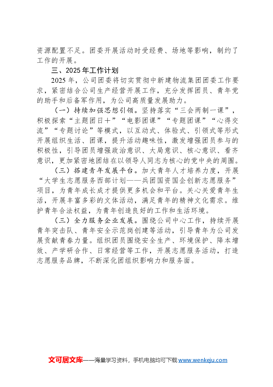 公司团委2024年度工作总结及2025年工作计划.docx,第3页预览