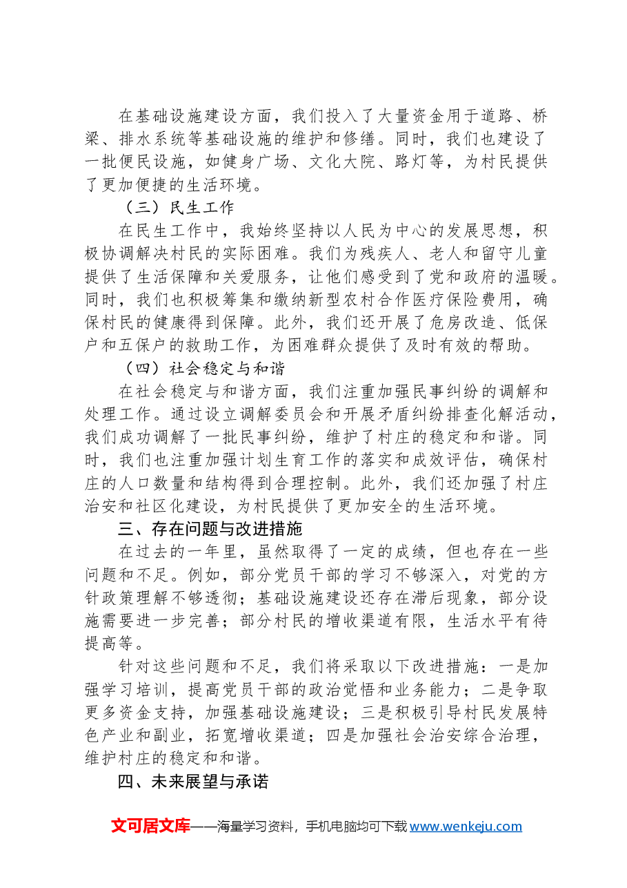 2024年度XX村委会书记述职报告.docx，第2页预览
