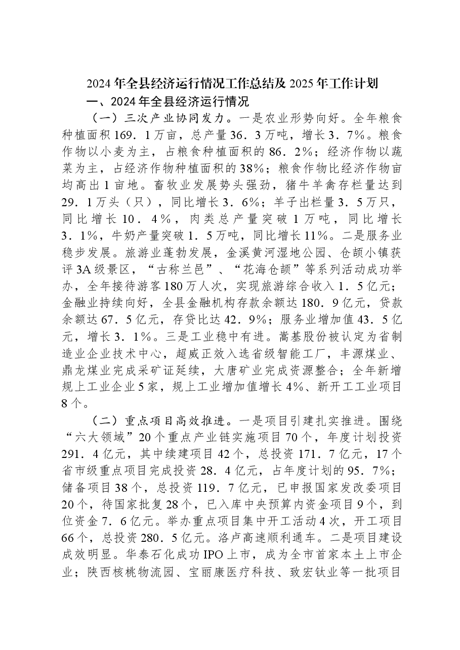 2024年全县经济运行情况工作总结及2025年工作计划.docx,第1页预览