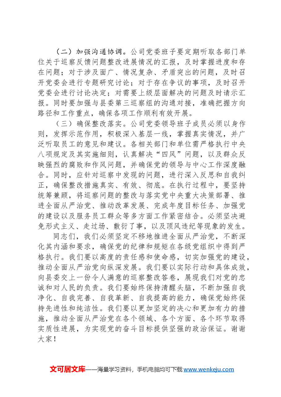 党委书记在巡察整改专题民主生活会上的总结发言.docx,第3页预览