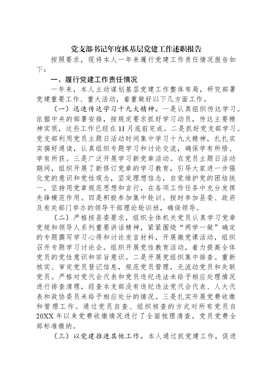 党支部书记年度抓基层党建工作述职报告.docx，第1页预览