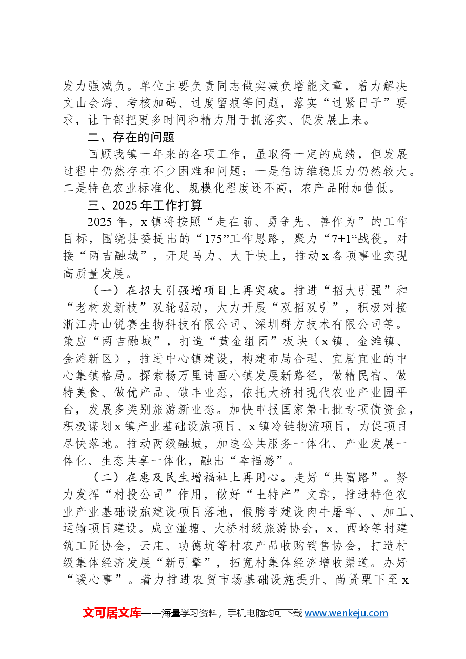 镇2024年工作总结和2025年工作打算.docx,第4页预览