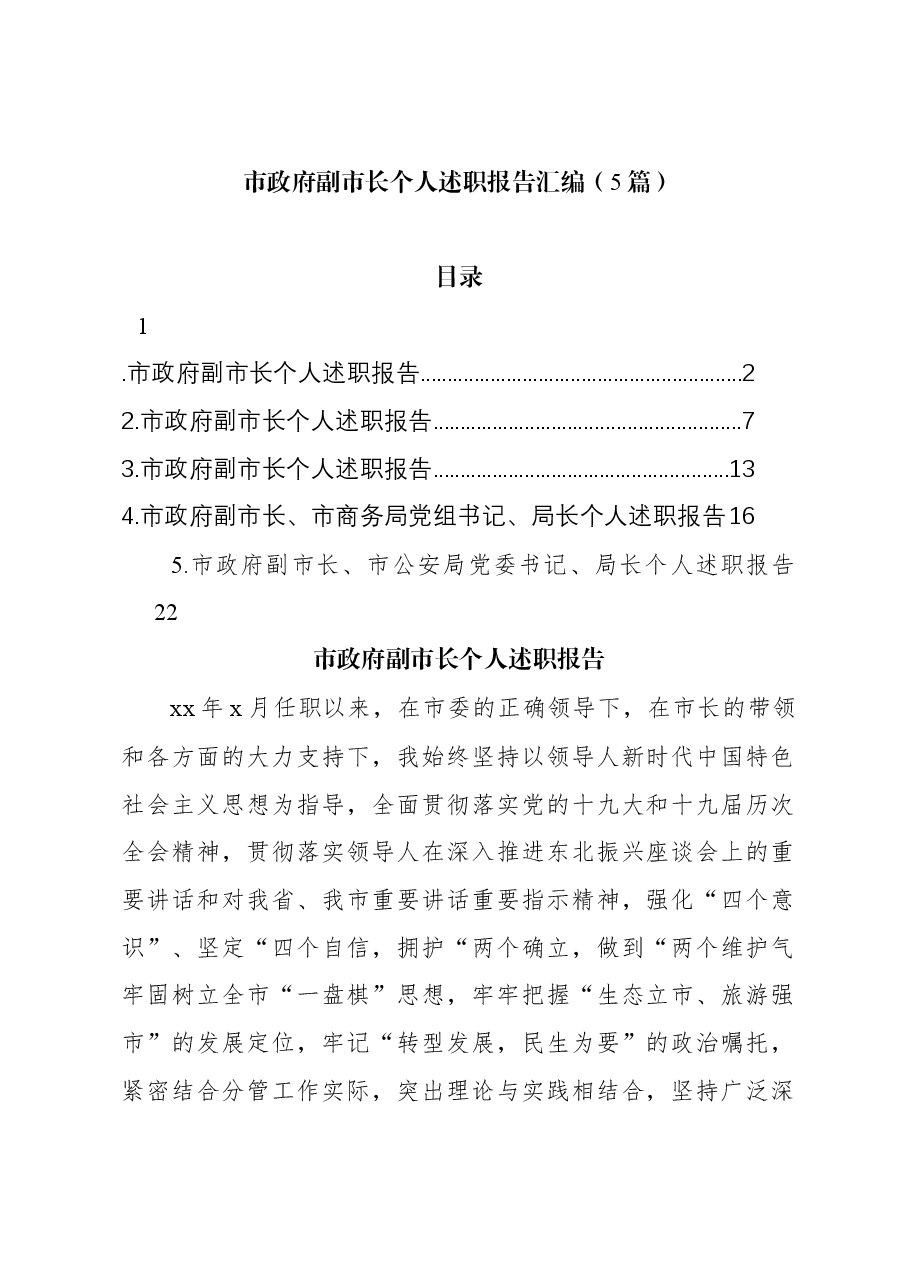 (5篇)市政府副市长个人述职报告汇编.docx,第1页预览