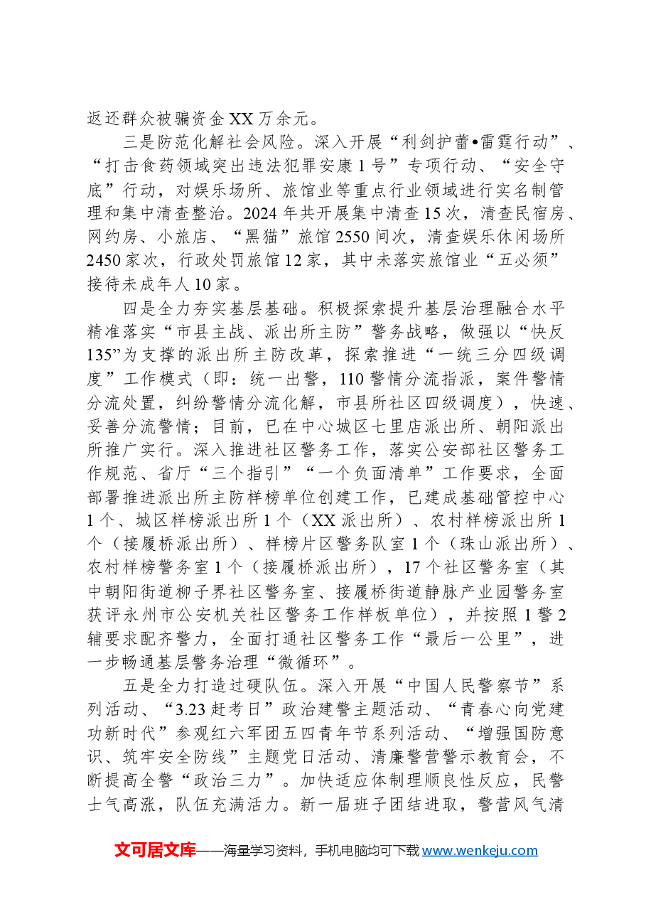 XX公安分局2024年工作总结.docx,第2页预览