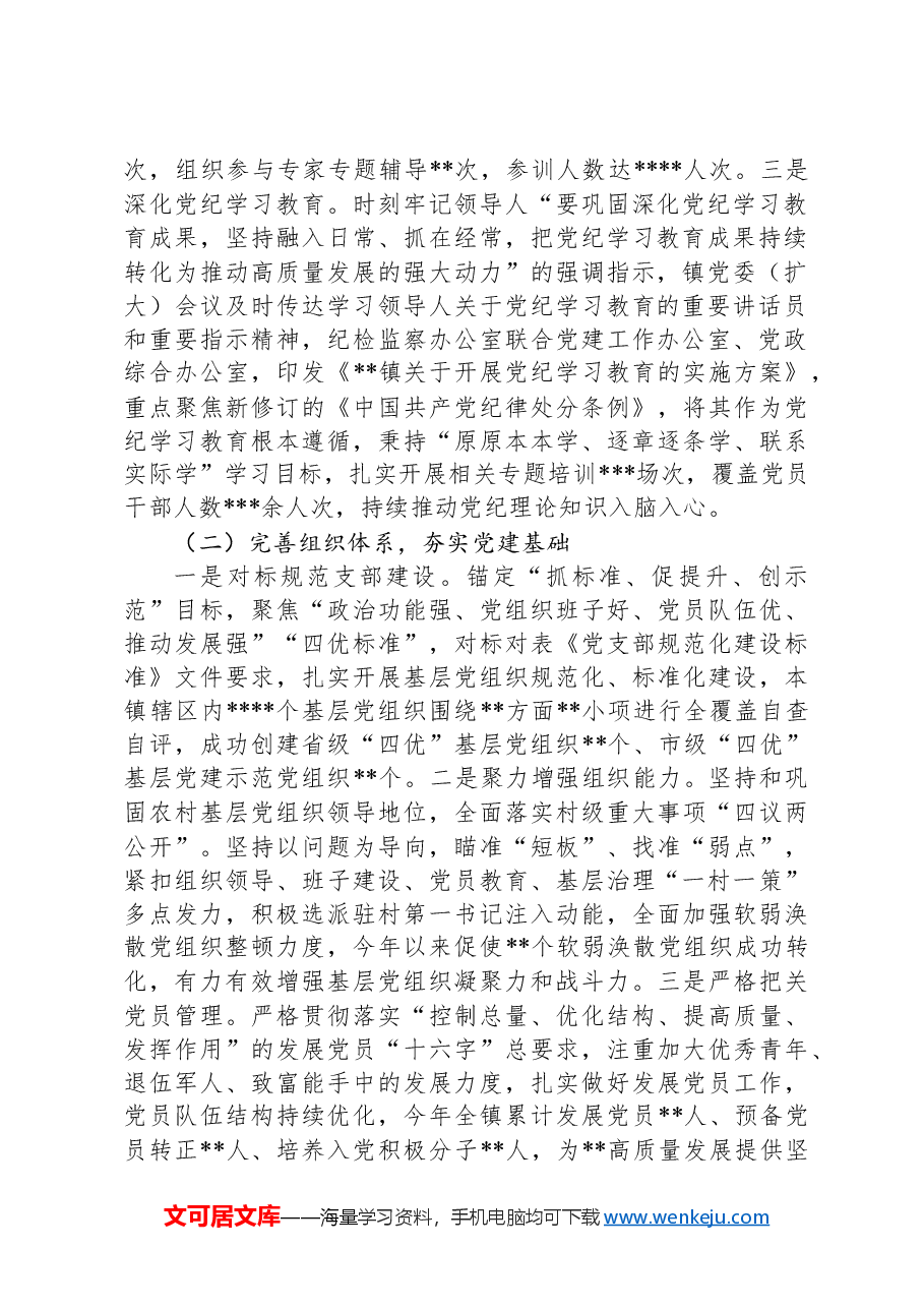 镇2024年党建工作总结和2025年工作计划.docx,第2页预览