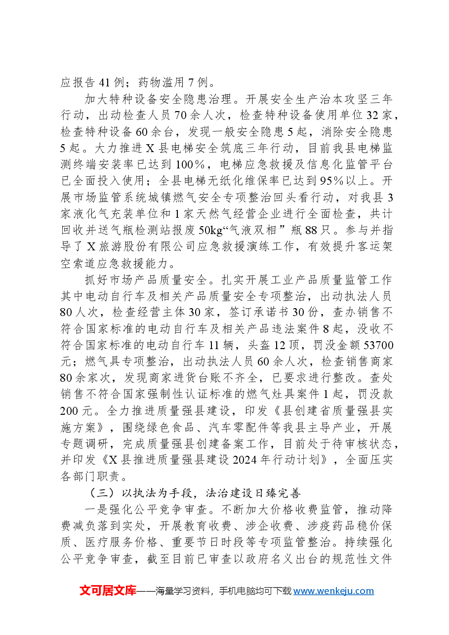 县市场监督管理局2024年工作总结及2025年工作安排.docx,第3页预览