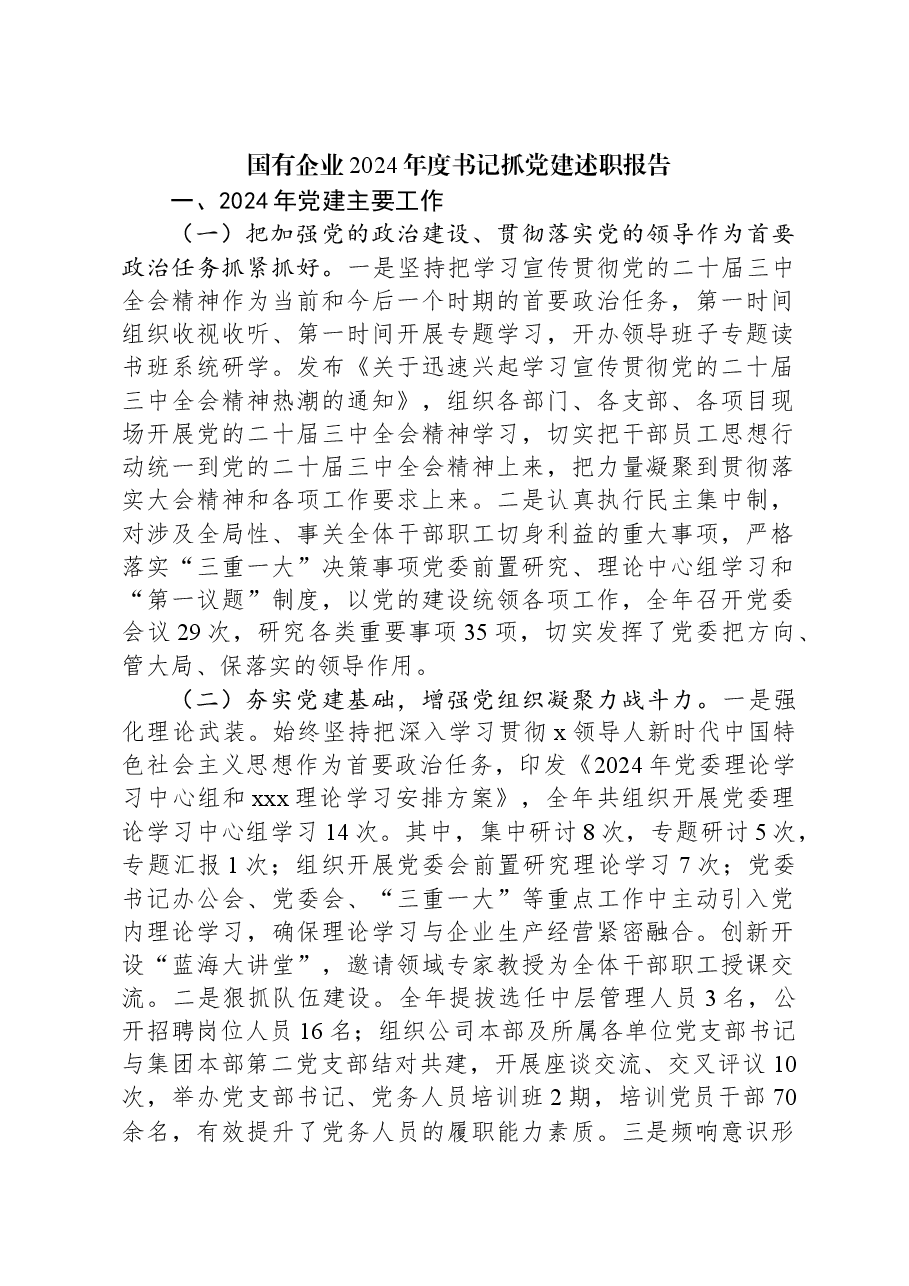国有企业2024年度书记抓党建述职报告.docx,第1页预览